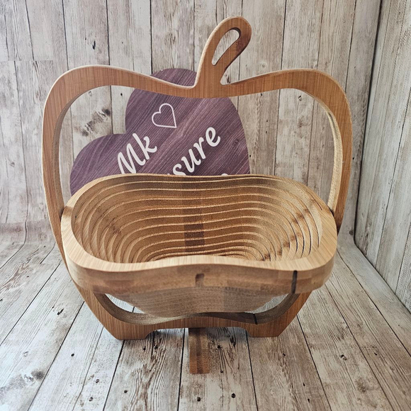 Bonnie & Pop Apple Shape Bamboo Basket Brown - Picture 1 of 8